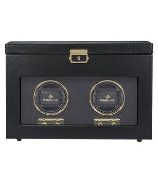 Windrose  Uhrenbeweger Luxora für 2 Uhren Schwarz/Gold mit Zusatzfach 33,7 × 23,2 cm
