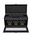 Windrose  Uhrenbeweger Luxora für 3 Uhren Schwarz/Gold mit Zusatzfach 45,7 × 23,2 cm
