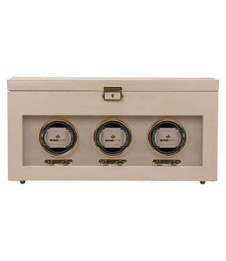 Windrose  Uhrenbeweger Luxora für 3 Uhren Beige/Gold mit Zusatzfach 45,7 × 23,2 cm