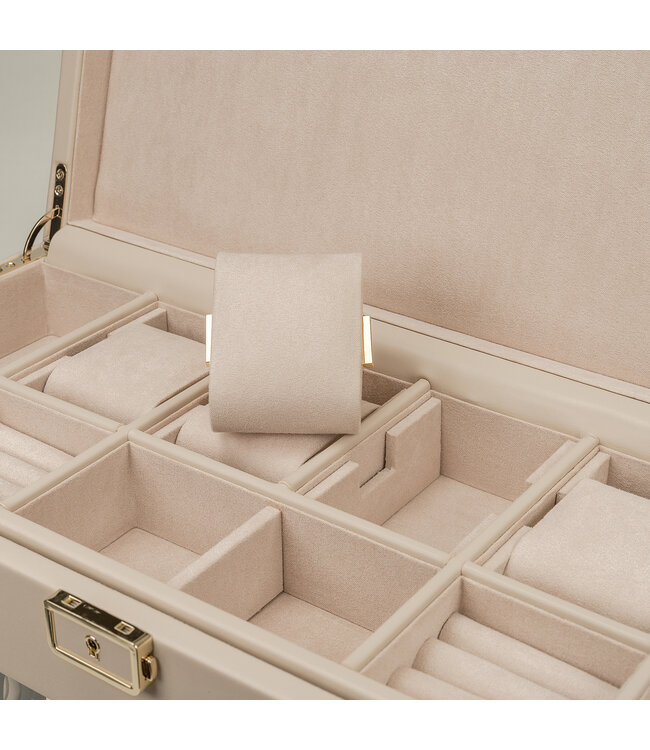 Windrose  Uhrenbeweger Luxora für 3 Uhren Beige/Gold mit Zusatzfach 45,7 × 23,2 cm