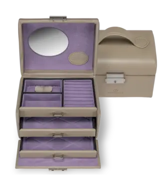 Windrose  Schmuckkoffer klein Merino Moda Beige 15 × 12 cm