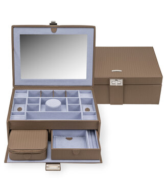 Windrose  Schmuckkoffer L Corbello Mocca 28 × 11,5 cm