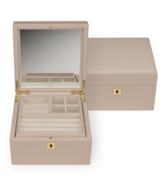 Windrose  Schmuckkoffer mit 2 herausnehmbaren Einsätzen Beige Luxora 20 × 12,5 cm