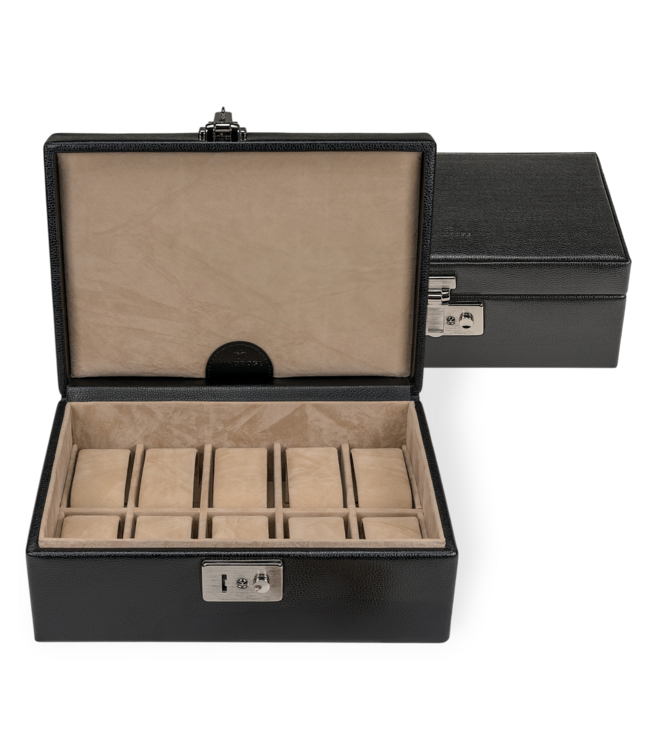 Windrose  Uhrenkoffer Beluga Schwarz 24,5 × 9 cm