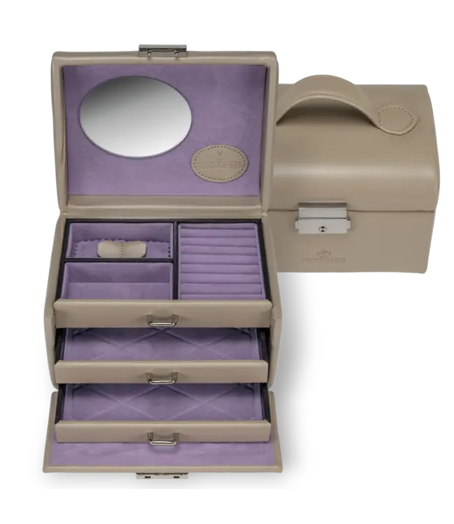 Windrose  Schmuckkoffer klein Merino Moda Beige 15 × 12 cm