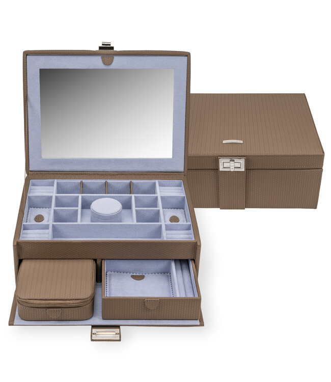 Windrose  Schmuckkoffer L Corbello Mocca 28 × 11,5 cm