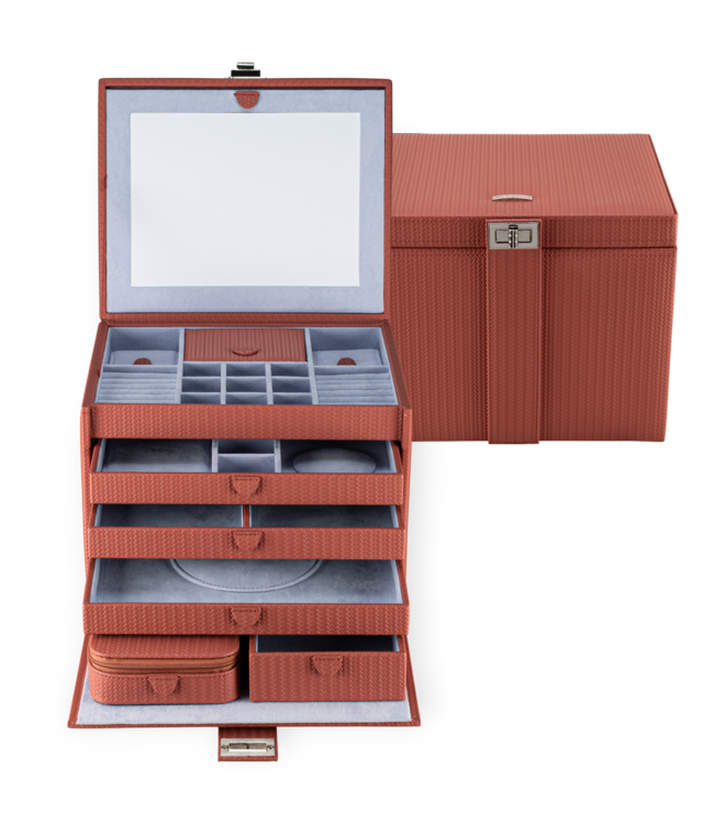 Windrose  Schmuckkoffer XL Corbello Terrakotta 25,5 × 21 cm