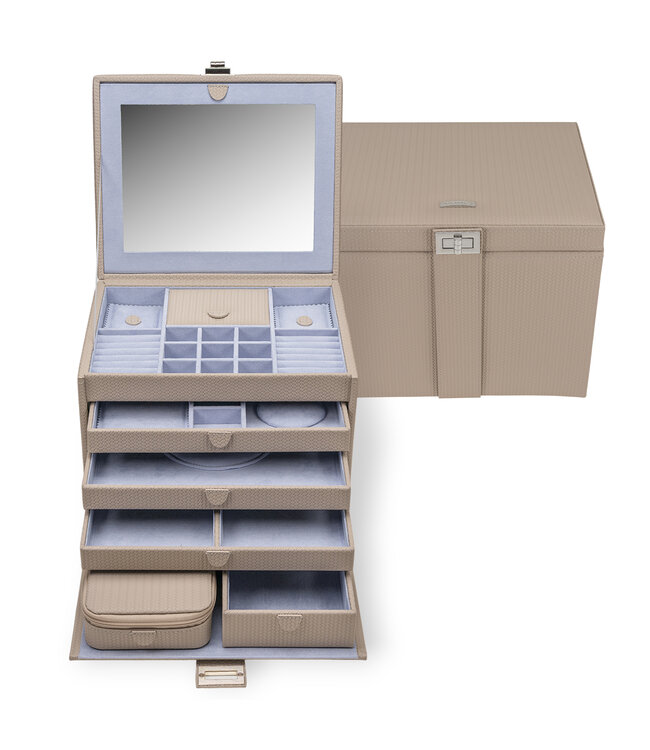 Windrose  Schmuckkoffer XL Corbello Taupe 25,5 × 21 cm