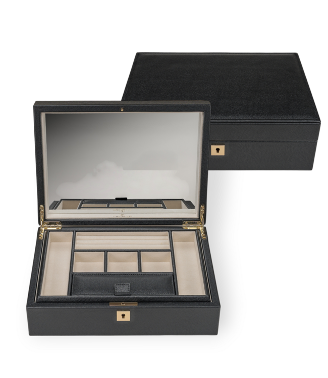 Windrose  Charmbox mit herausnehmbarem Einsatz Schwarz Luxora 30,5 × 10 cm