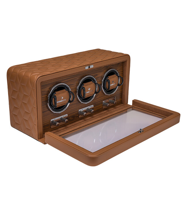 Windrose  Uhrenbeweger Noblesse für 3 Uhren Braun 39,6 × 18,5 cm