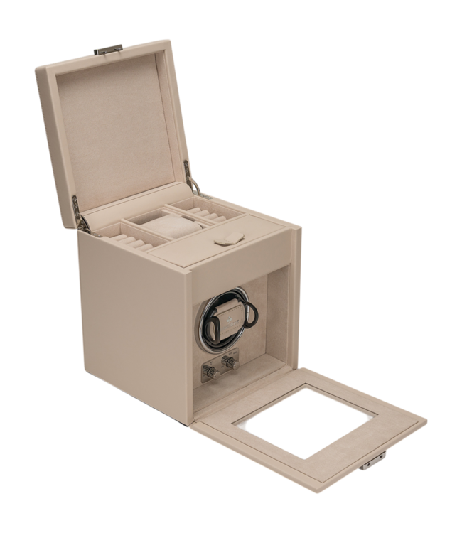 Windrose  Uhrenbeweger Luxora für 1 Uhr Beige/Silber mit Zusatzfach 19,7 × 23,2 cm