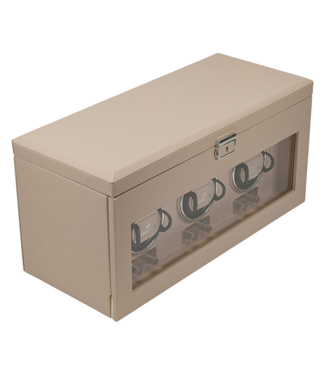 Windrose  Uhrenbeweger Luxora für 3 Uhren Beige/Silber mit Zusatzfach 45,7 × 23,2 cm