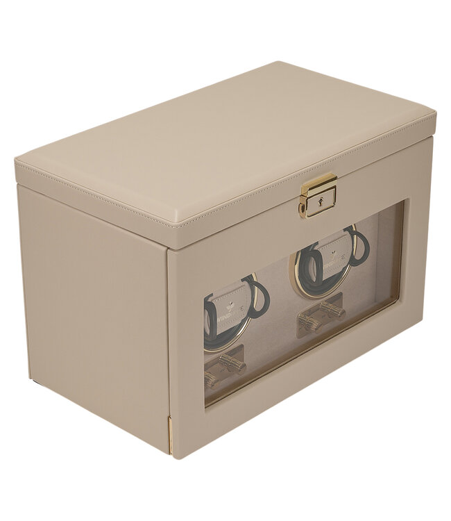Windrose  Uhrenbeweger Luxora für 2 Uhren Beige/Gold mit Zusatzfach 33,7 × 23,2 cm