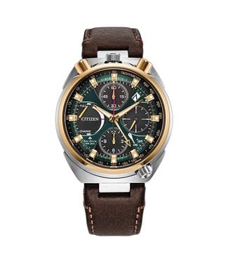 Citizen  Tsuno Chrono AV0104-06W Herrenuhr Chronograph Grün Leder