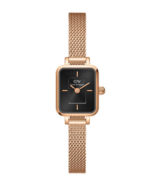 Daniel Wellington  Quadro Mini Melrose DW00100647 Damenuhr Schwarz Milanaise Roségold