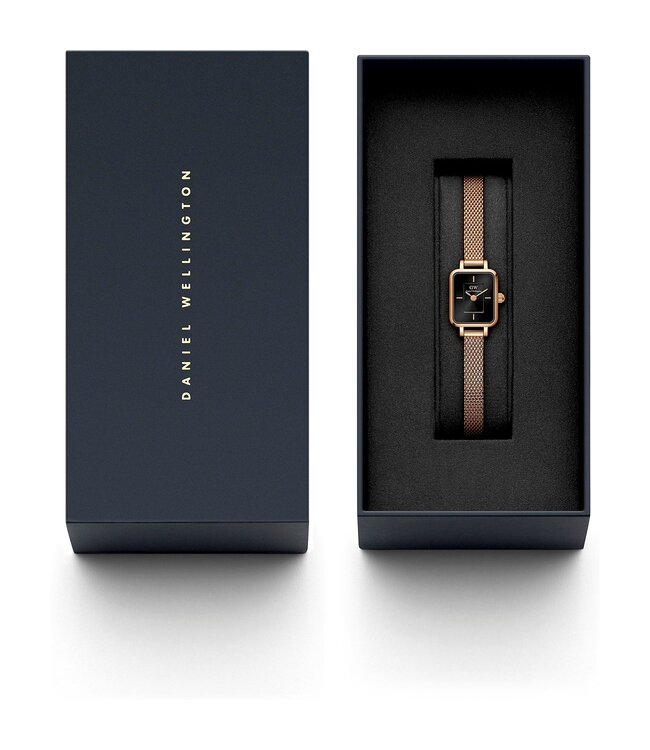 Daniel Wellington   Quadro Mini Melrose DW00100647 Damenuhr Schwarz Milanaise Roségold
