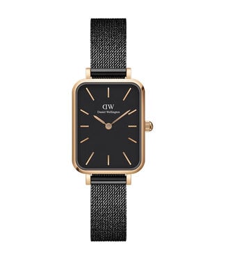 Daniel Wellington  Quadro Pressed Ashfield DW00100433 Damenuhr Schwarz Leder Roségold