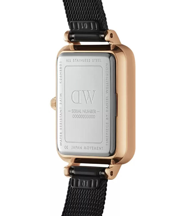 Daniel Wellington   Quadro Pressed Ashfield DW00100433 Damenuhr Schwarz Leder Roségold