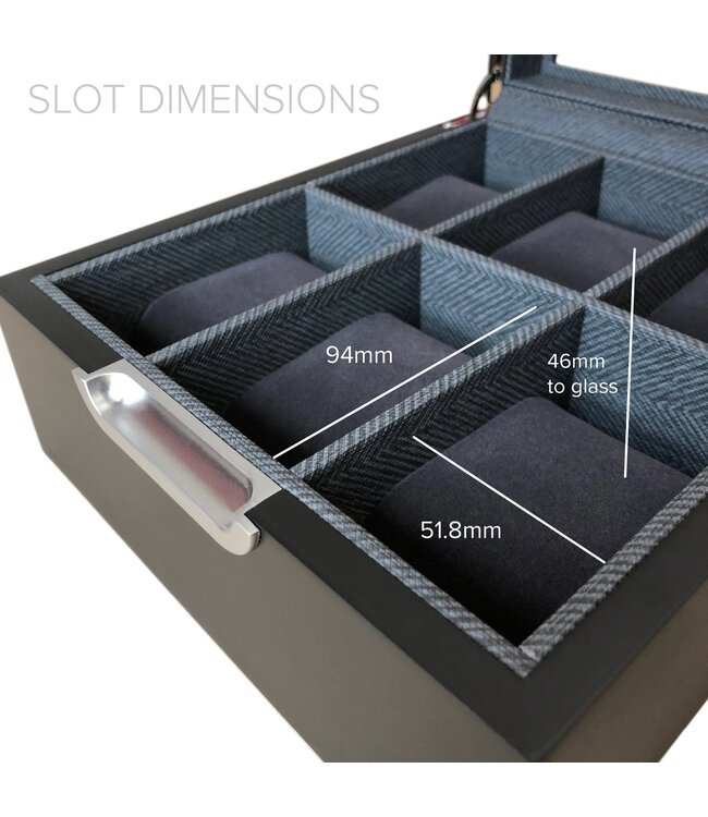 Klaro Uhrenbox Modern Schwarz mit Glasdeckel für 6 Uhren