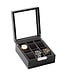 Klaro Uhrenbox Modern Schwarz mit Glasdeckel für 6 Uhren