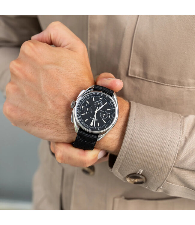 Bulova  Lunar Pilot 96A225 Herrenuhr Chronograph Schwarz Texti