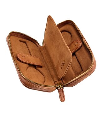 Wolf 1834 Reise-Etui mit Reissverschluss Brogue für 2 Uhren Braun, Pflanzenbasiertes Material 9,5 × 4 cm