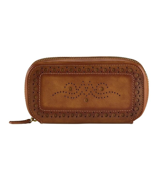 Wolf 1834 Reise-Etui mit Reissverschluss Brogue für 2 Uhren Braun, Pflanzenbasiertes Material 9,5 × 4 cm