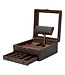 Wolf 1834 Uhrenbox mit Uhrenständer Earth für 2 Uhren und Schublade Kaffeebraun, Apfelleder 26,7 × 26,4 cm