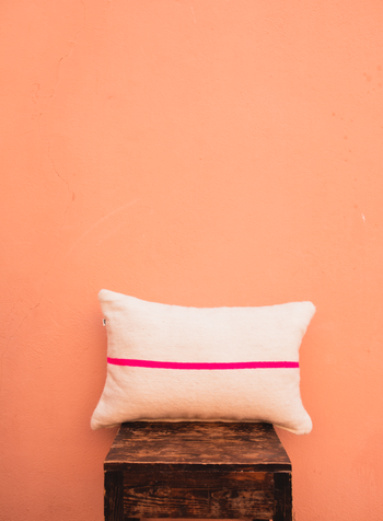 Woolen pillow stripe pink L