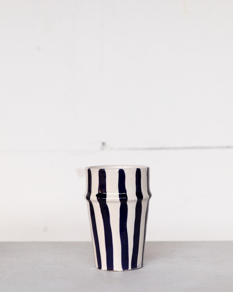 Mug -  ceramic blue stripes