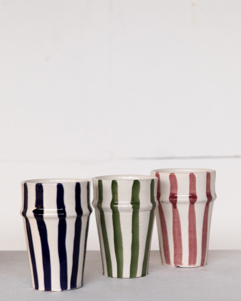 Mug -  ceramic green stripes