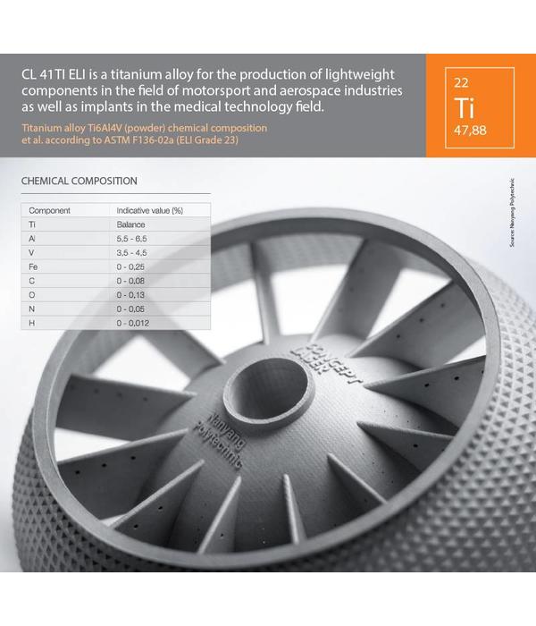 Concept Laser Titanium Alloy Tiai 6v4 Eli Cl41ti Eli 1kg Landre