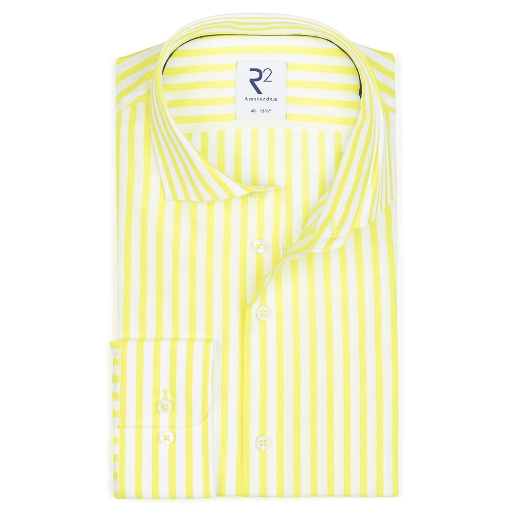 white shirt with yellow stripes