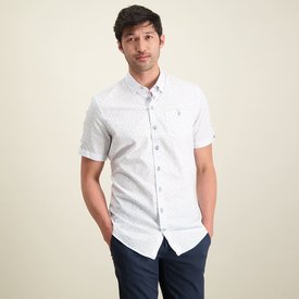 R2 Short sleeves white mini dessin organic cotton shirt.