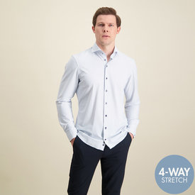 R2 Wit grafische print 4-way stretch strijkvrij overhemd