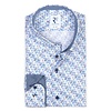 Blauw grafische print organic cotton overhemd.