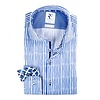Wit blauw gestreept 2 PLY organic cotton overhemd.