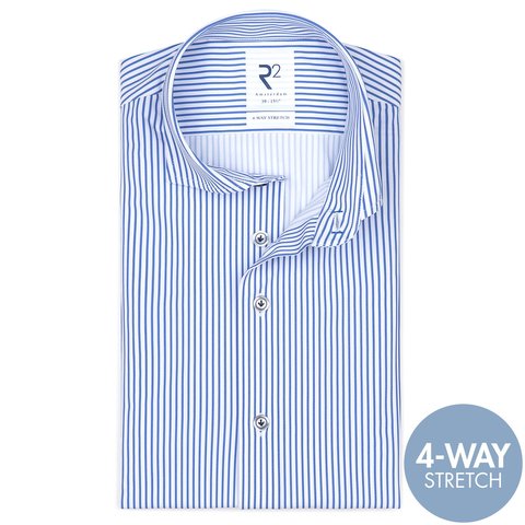 Blau-weiß gestreiftes 4-Way-Stretch Hemd