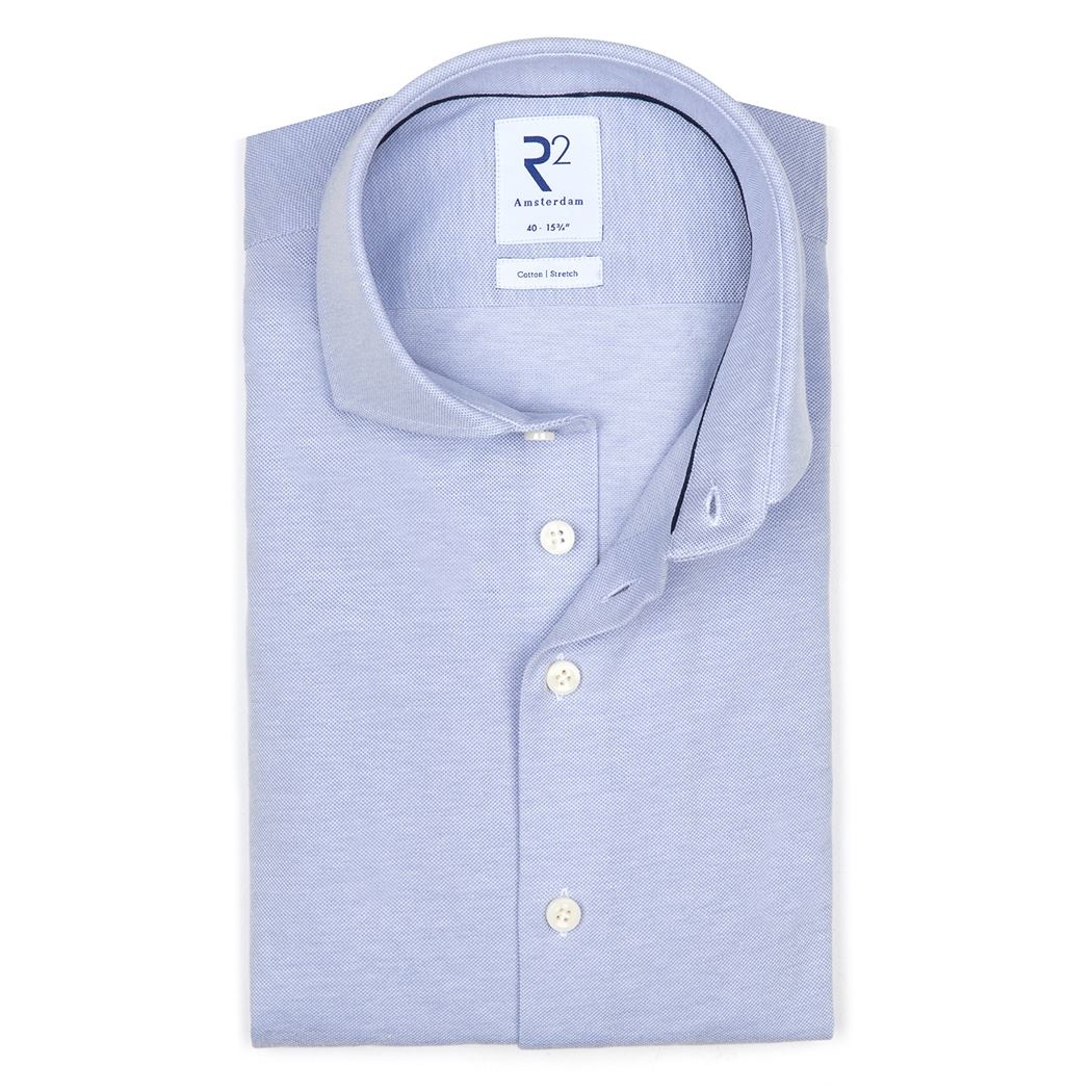 Light blue pique knitted cotton shirt 