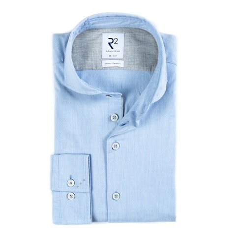 Light blue flannel stretch cotton shirt 