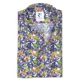 R2 Multicolour floral print linen shirt