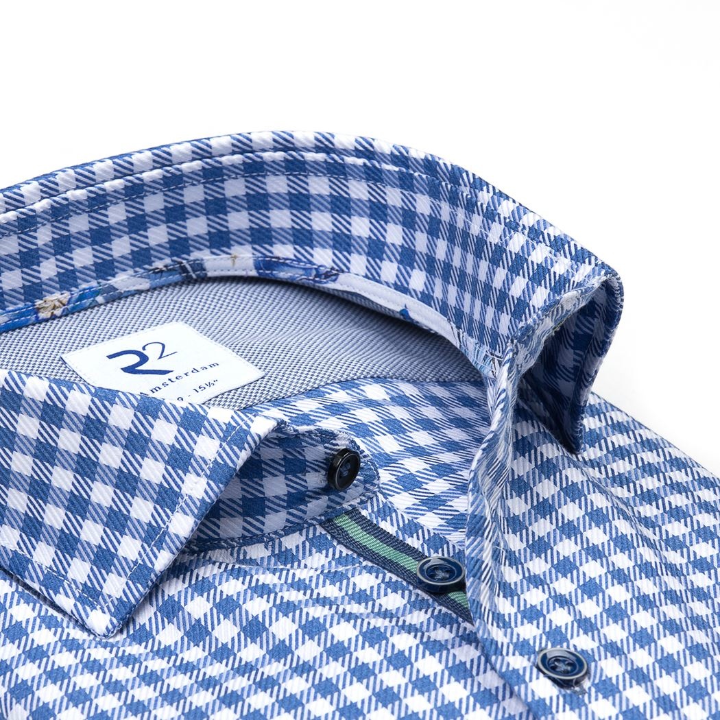 Extra Long Sleeves Blue Twill check 