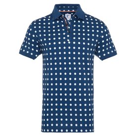 R2 Navy blue dots print dobby knitted cotton polo.