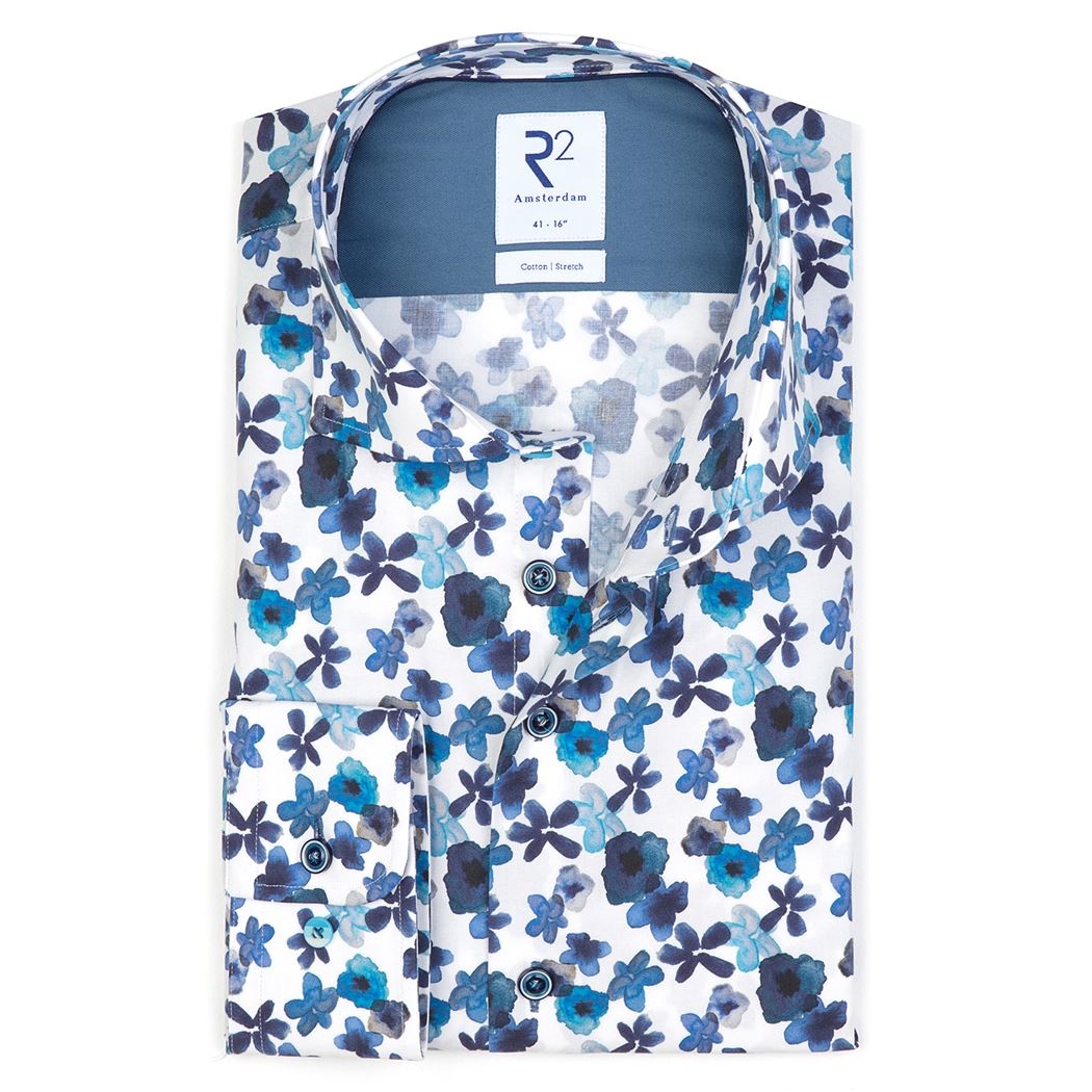 red shirt white flowers