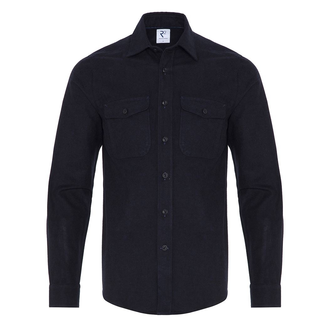 Dark blue cotton overshirt. | R2 Amsterdam