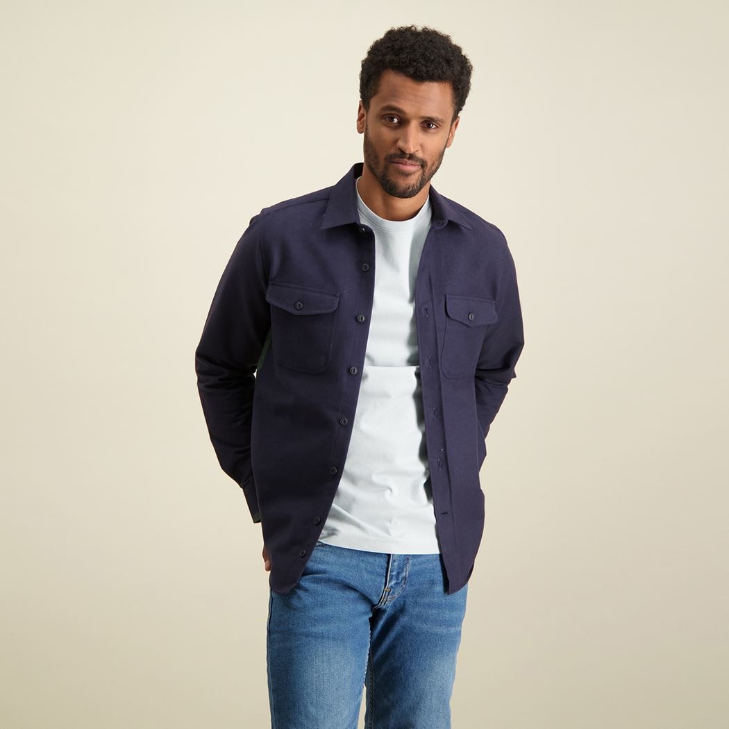 Dark blue checkered cotton overshirt 
