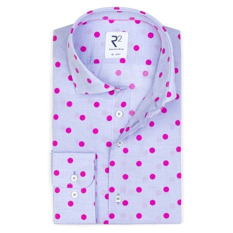 Light blue dots print cotton shirt