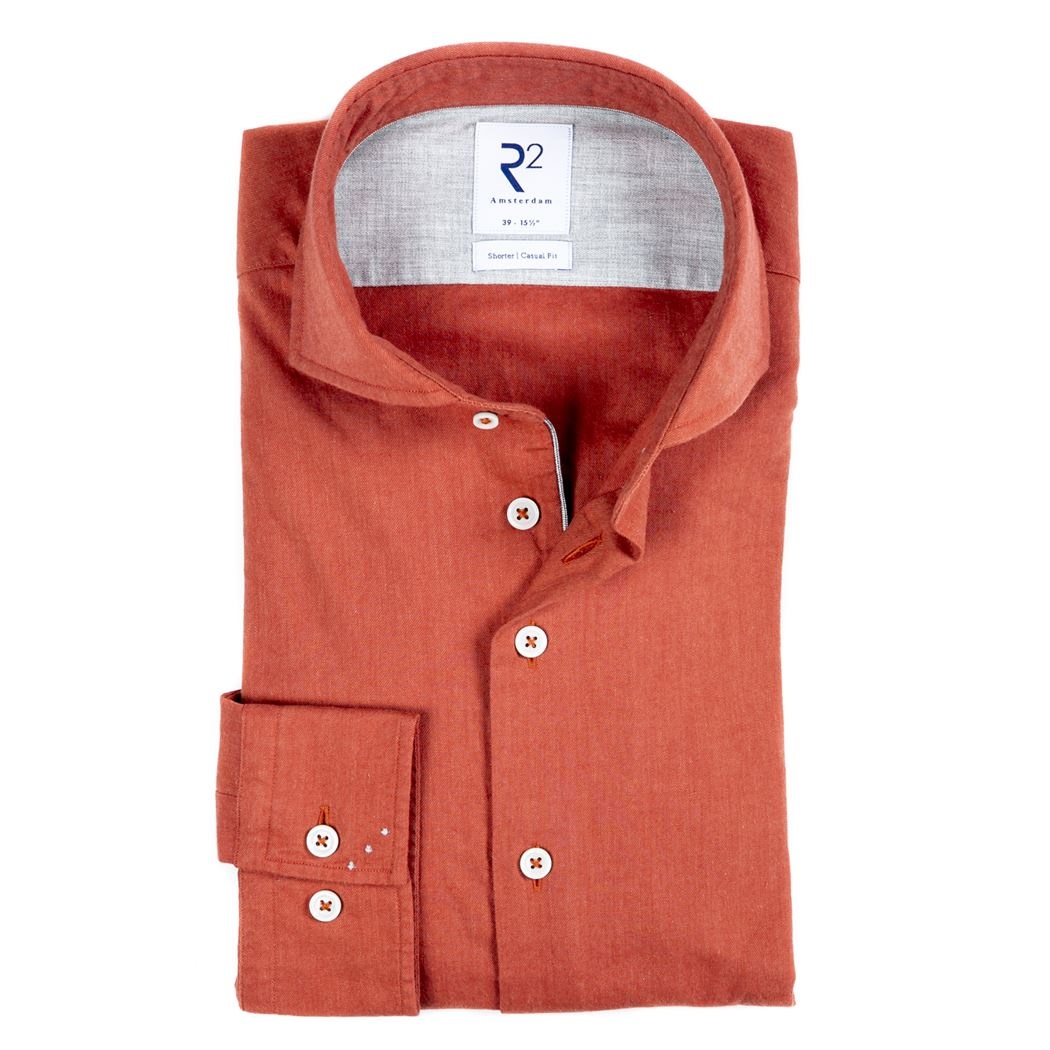 Orange flannel stretch cotton shirt 