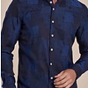 Chemise bleue en coton jacquard à carreaux