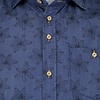 Korte mouwen donkerblauw bloemenprint katoenen overhemd